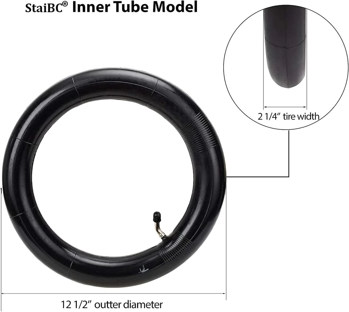 1-Pack 12.5" Scooter Inner Tube 12 1/2 x 2 12.5x2.25 (12 1/2"x2 1/4"), black