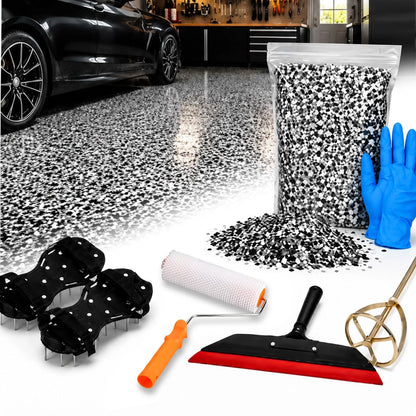 Garage Epoxy Floor Coating Tool Kit with Spike Shoes - Complete DIY Concrete...