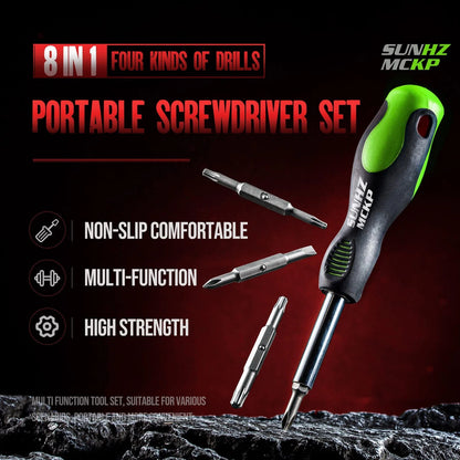 SUNHZMCKP 8 in 1 Screwdriver, Portable 8 IN 1 Black, Green
