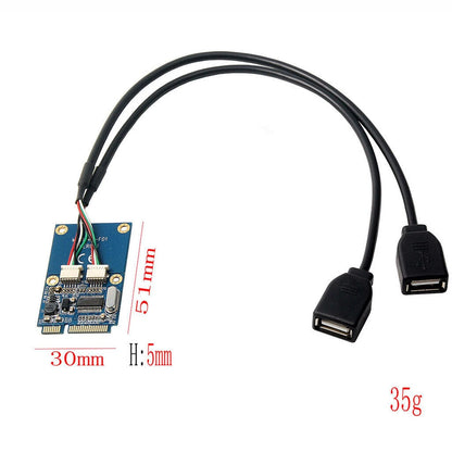 1Pcs Mini PCI-E PCI Express to 5 Pin Dual USB 2.0 Adapter Riser Expansion Card n