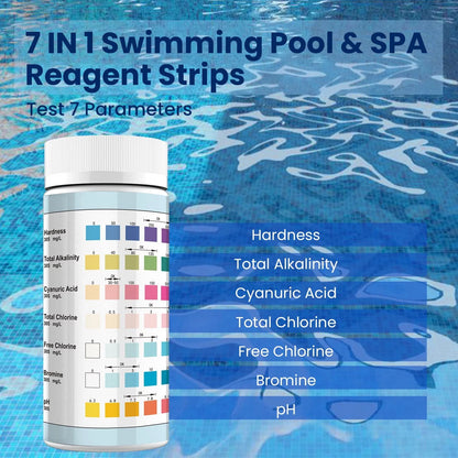 Carethetic 7-in-1 Pool Test Strips, 125 Count & Spa Water Testing Kit...