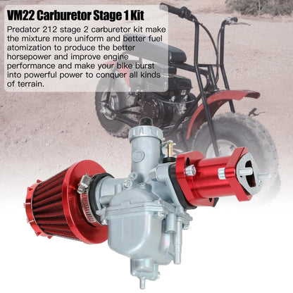 YOXUFA Predator 212 Stage 2 Kit with VM22 Carburetor Exhaust Pipe Muffler red