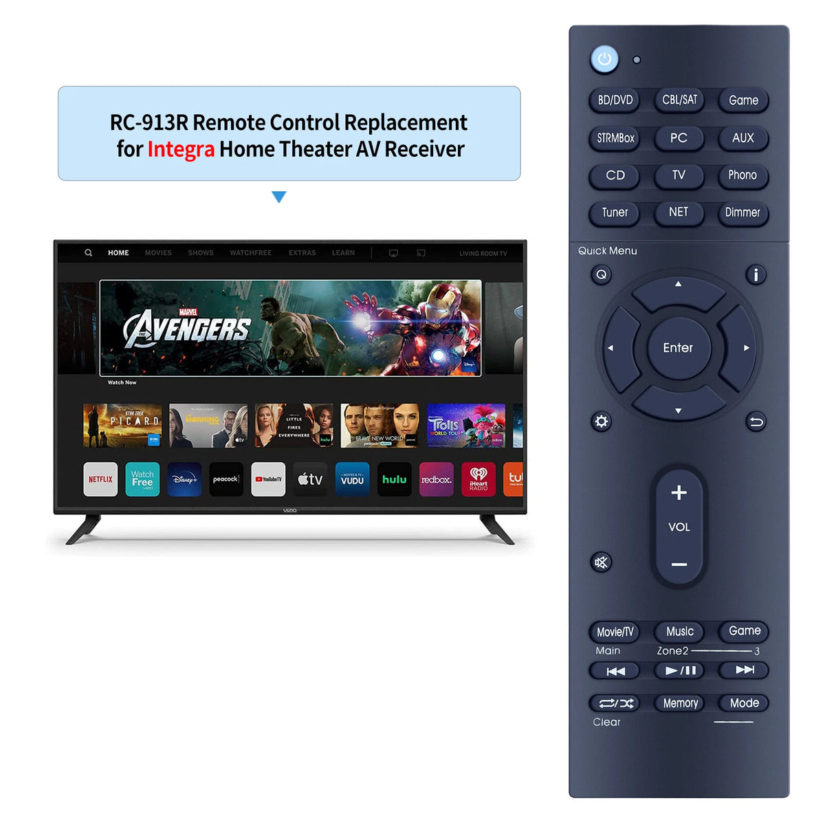RC-913R Remote Control For Integra AV Receiver DRX-R1.1 DRX-7.1 DRX-5.2
