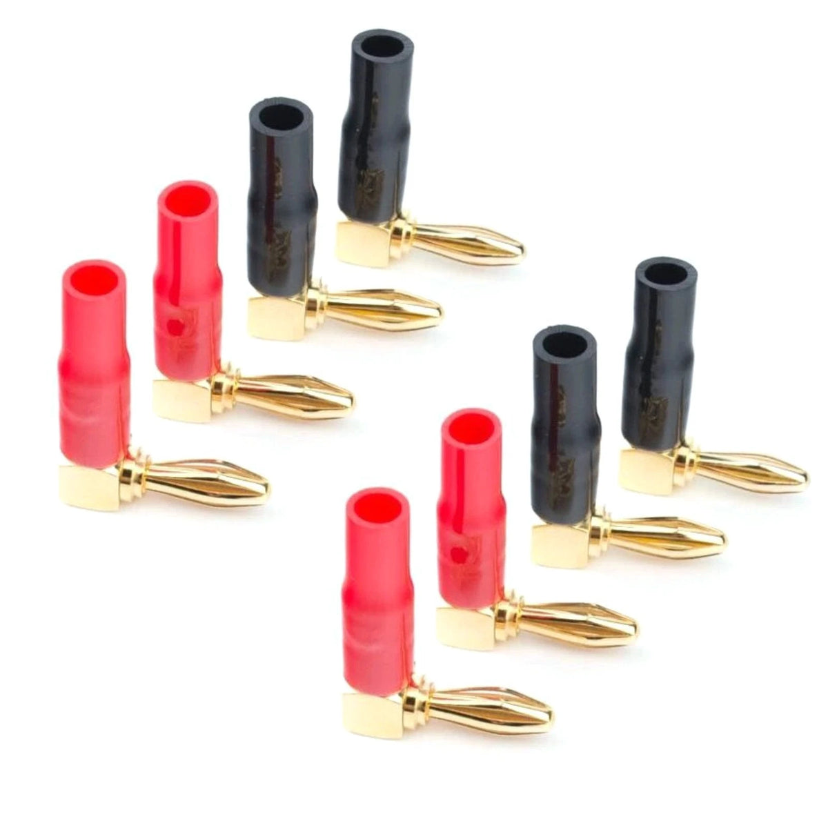 8x 90 Deg Banana Plugs Gold Plated Copper Dual Screw Solderless 10-18AWG Speaker