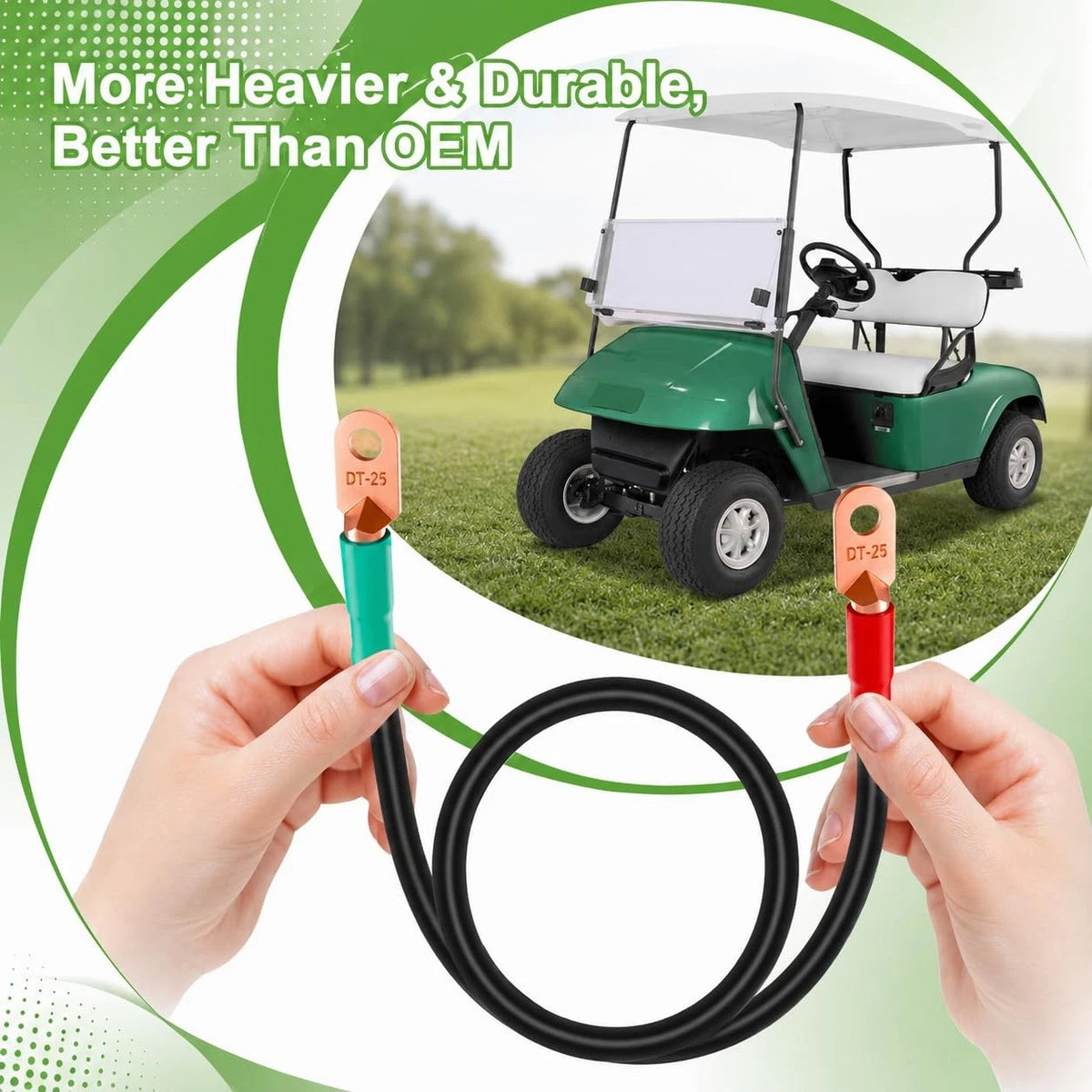 10L0L Golf Cart Battery Cables 4 Gauge for 36v & 48v 4 Gauge, Red & Green