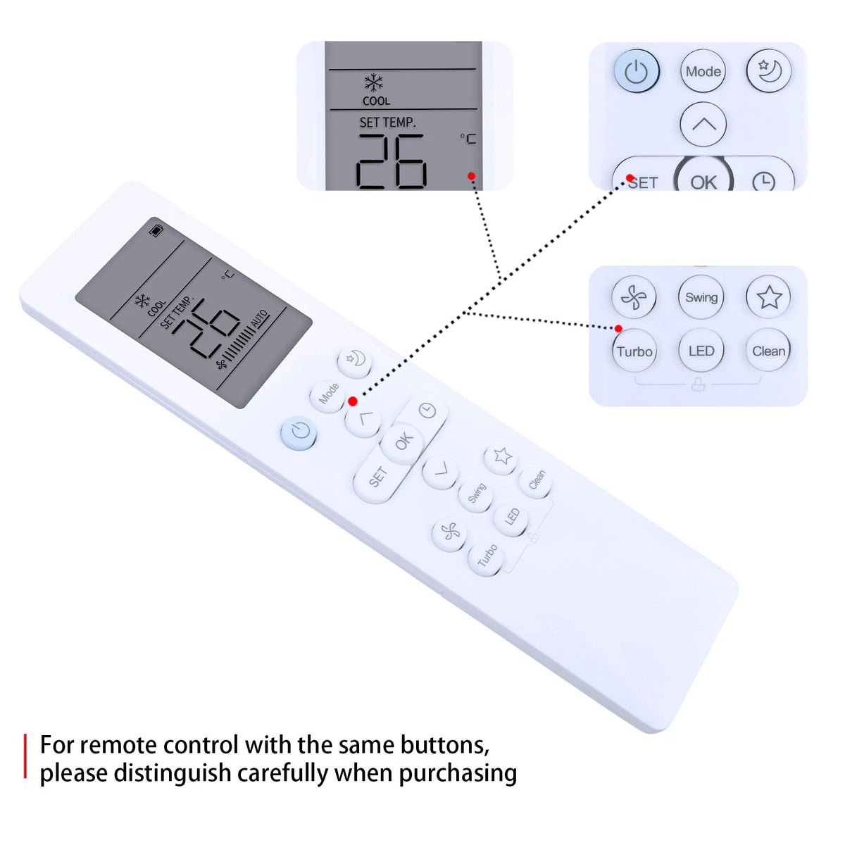 AC Remote Control For Midea RG10B(E)/BGEF RG10B10(E)/BGEF RG10B(E2)/BGEF