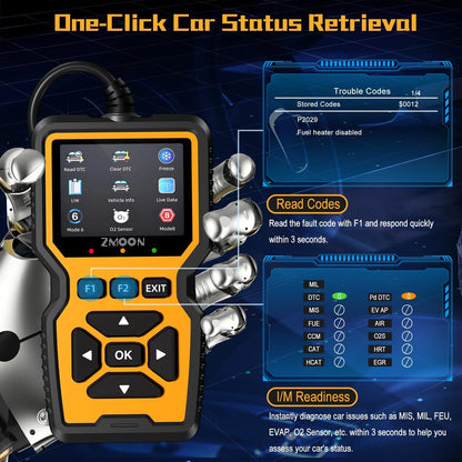 ZMOON ZM201 Professional OBD2 Scanner Diagnostic Tool, Enhanced Check yellow