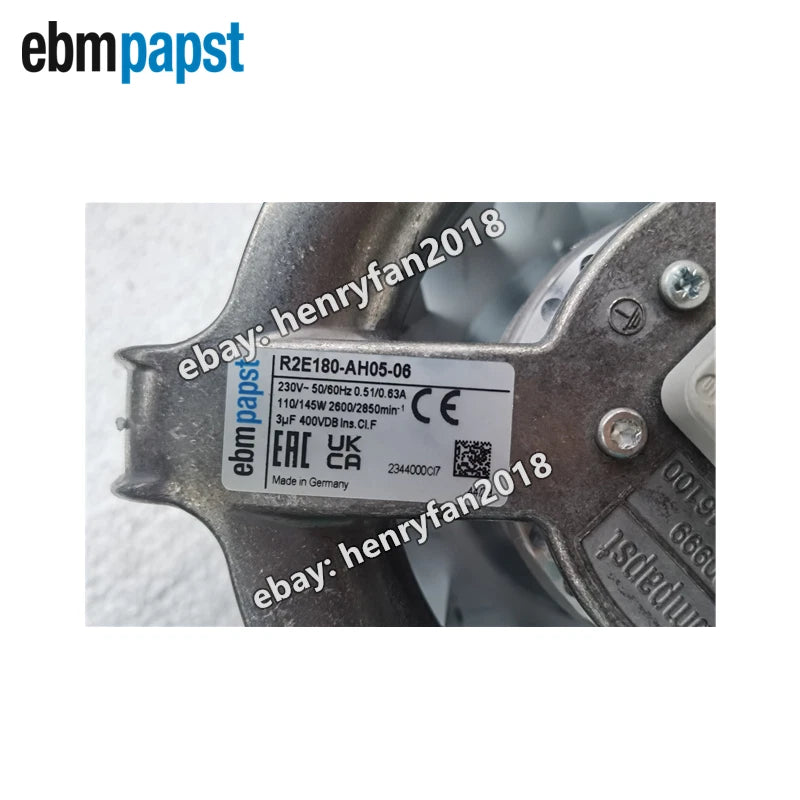 Ebmpapst R2E180-AH05-06 Cooling Fan 230VAC 0.51/0.63A 110/145W 2600/2850RPM Fan