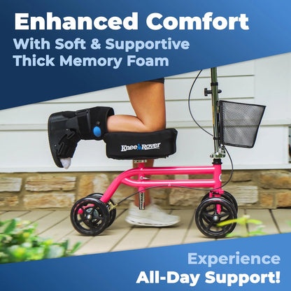 KneeRover Memory Pad Knee Scooter Cover Cushion - 13” x 7” x 4”, Black