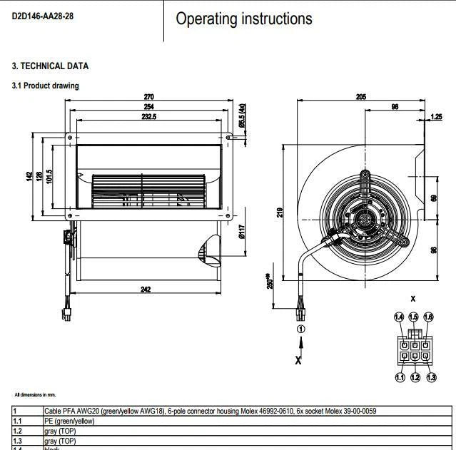 Ebmpapst D2D146-AA28-28 D2D146-AA02-22 Centrifugal Fan 230VAC 345W Inverter Fan