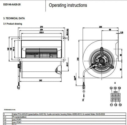 Ebmpapst D2D146-AA28-28 D2D146-AA02-22 Centrifugal Fan 230VAC 345W Inverter Fan