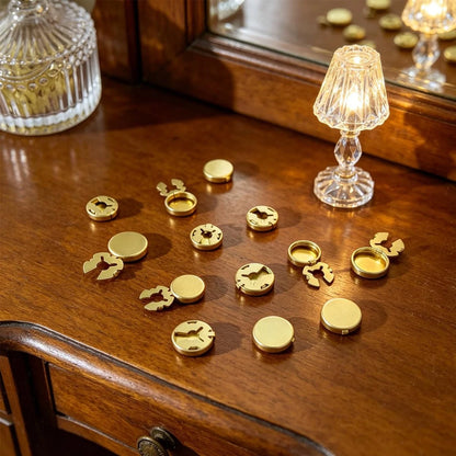 30 PCS Brass Round Cuff Button Covers for Women Men Elegant DIY Small, Gold