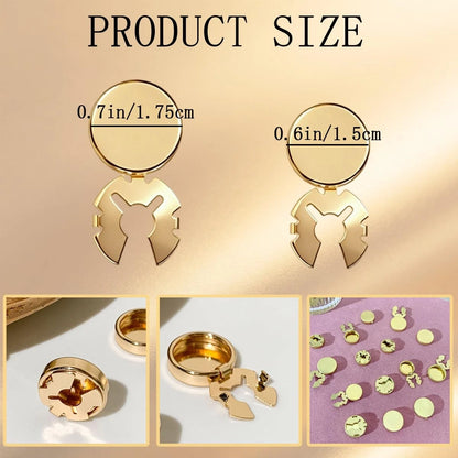 30 PCS Brass Round Cuff Button Covers for Women Men Elegant DIY Small, Gold