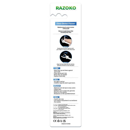 RAZOKO Reusable Dental Flosser Kit, Extra Strong 240 Count (Pack of 1), White