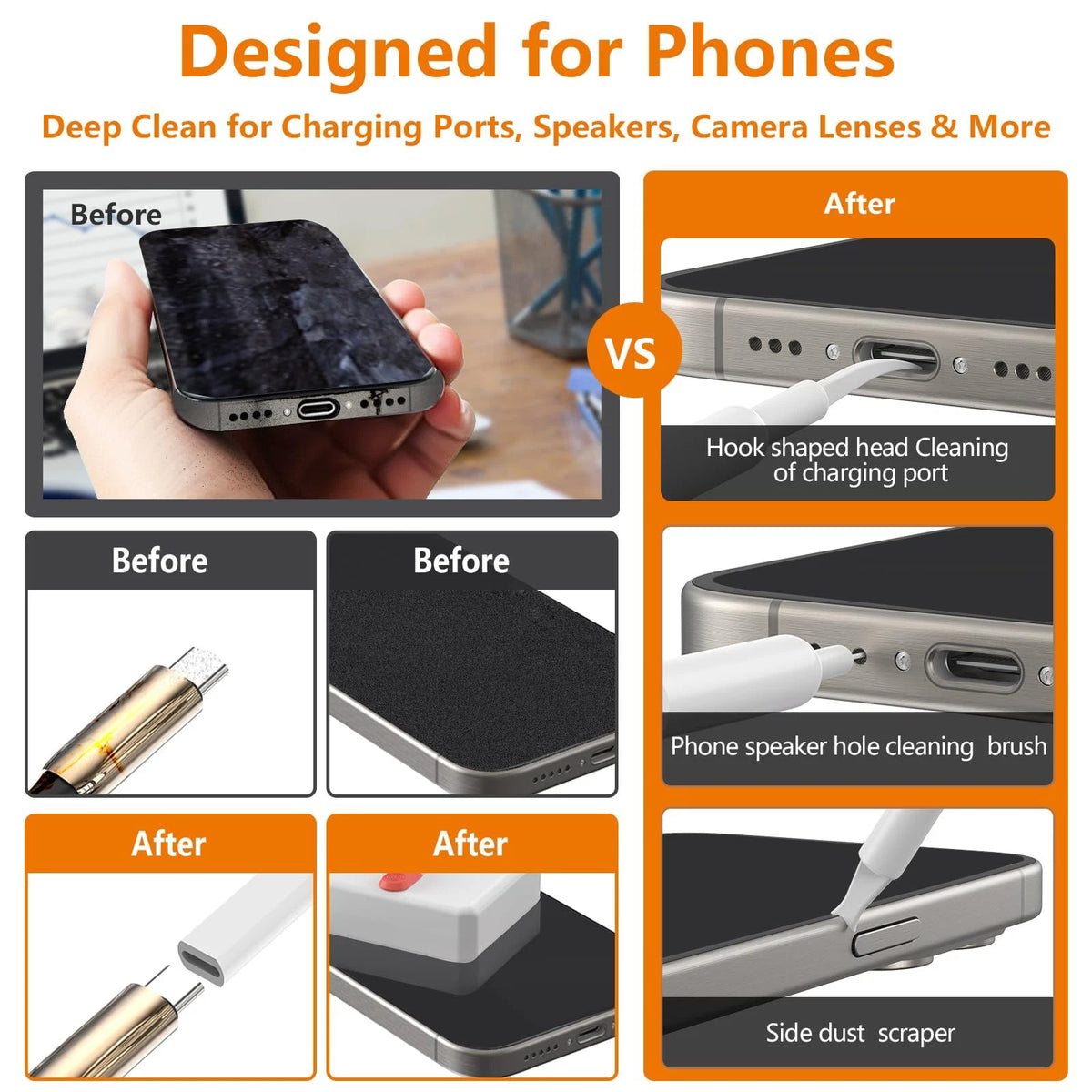 GintaXen 32-in-1 Cell Phone Cleaning Kit for iPhone/Android, White (Base)