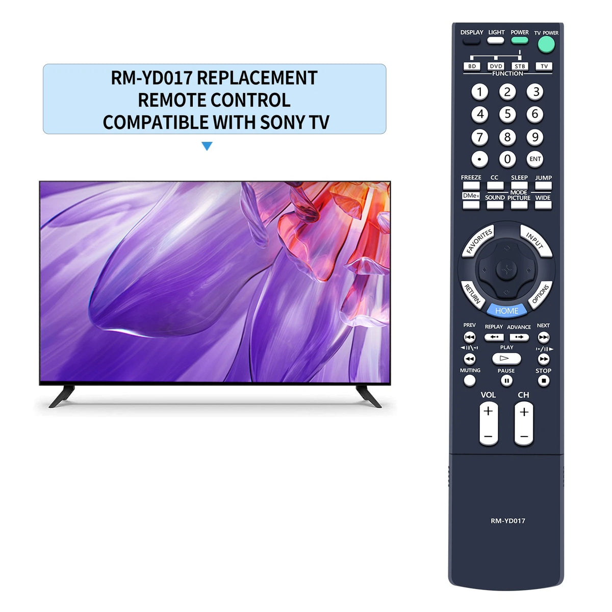 RM-YD017 Remote Control For Sony TV KDL-52XBR5 KDL-52W3000 KDL-40XBR4