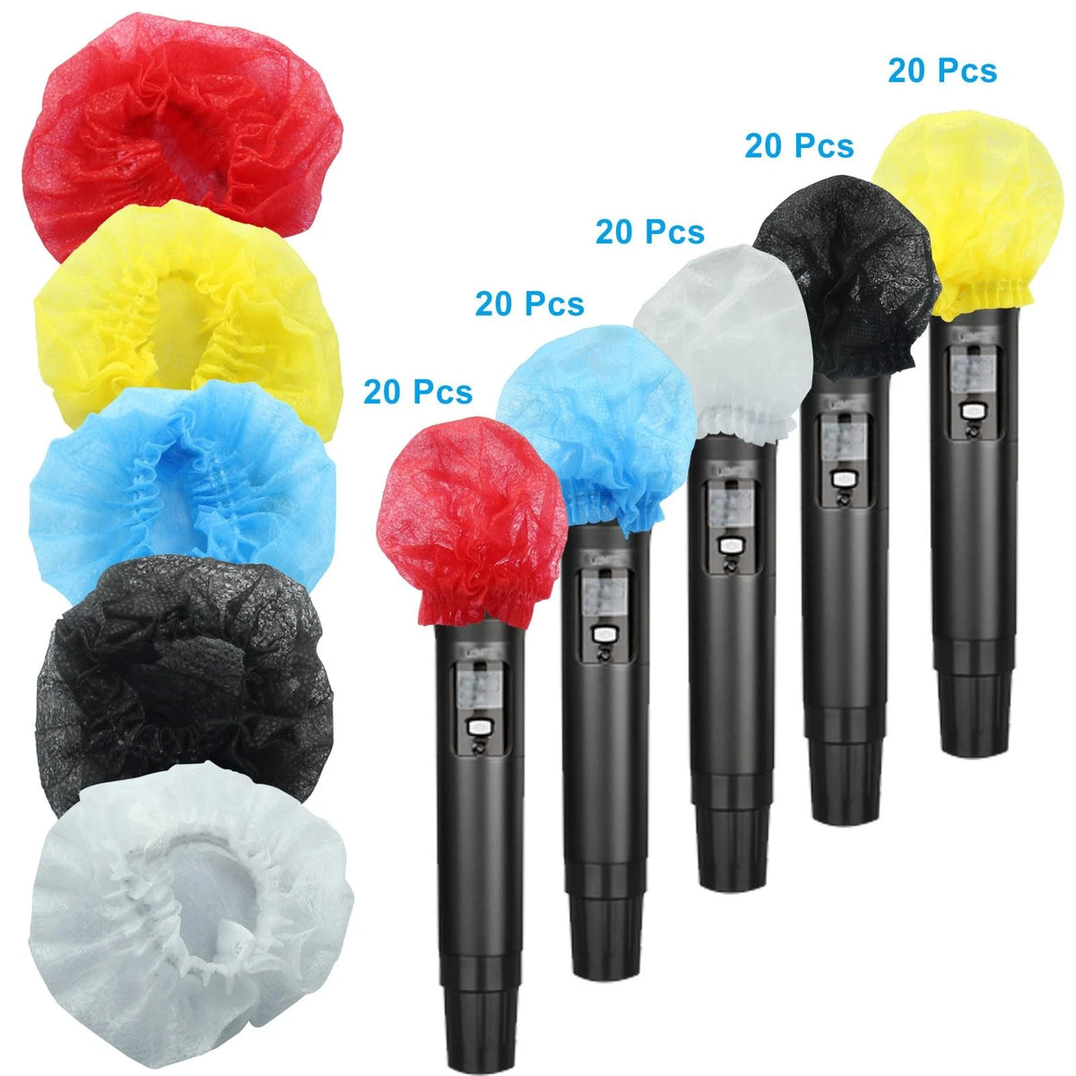 Waziaqoc 100 Pcs Disposable Microphone Hygiene Covers, Non-woven Mix color