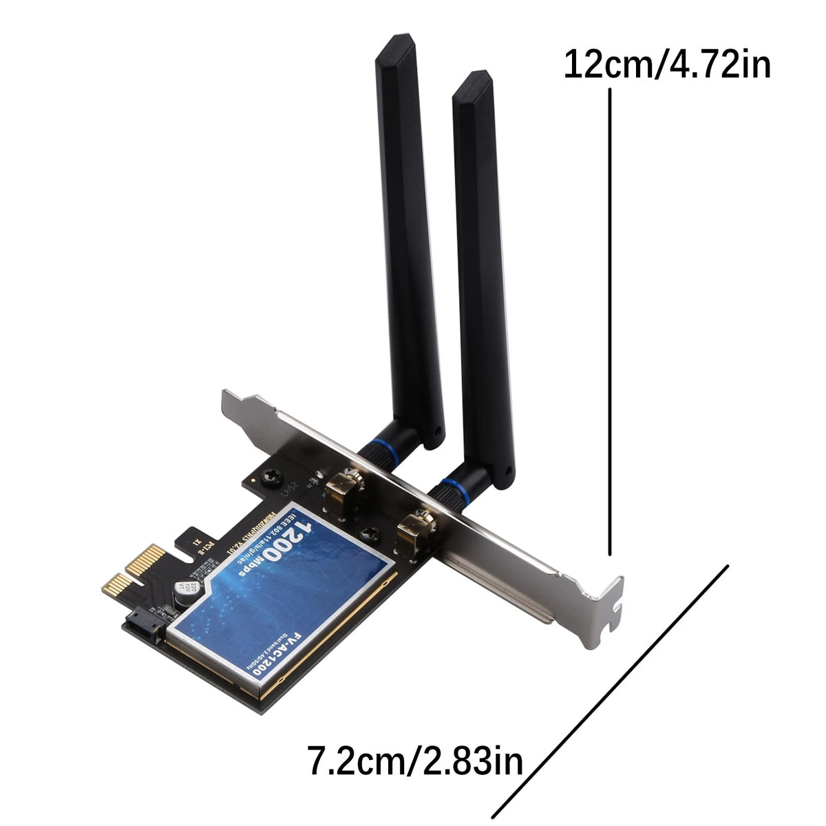 FV-AC1200 WiFi Adapter PCIe Dual Band 802.11ac Bluetooth 4.0 w/ 2 Antennas