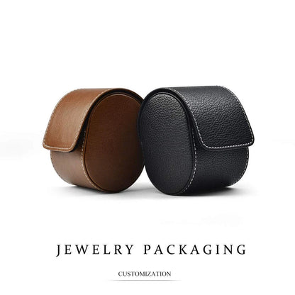 Oirlv Luxury Leather Watch Storage Box Travel Single Case Brown