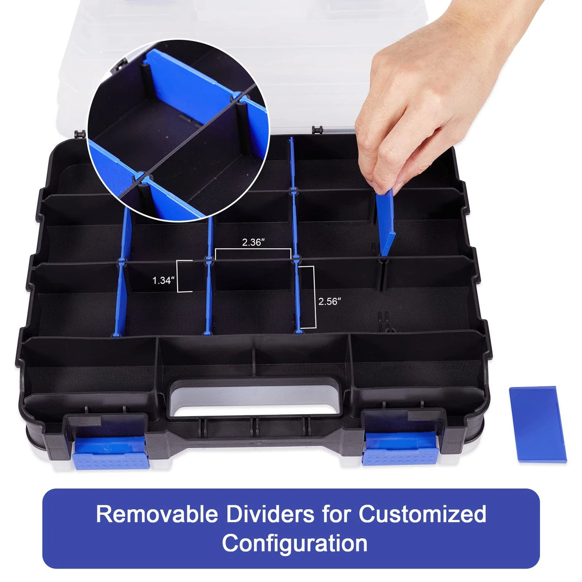 Small Parts Storage Case Tools Box Organizer Double Side 34 1 PACK, Blue