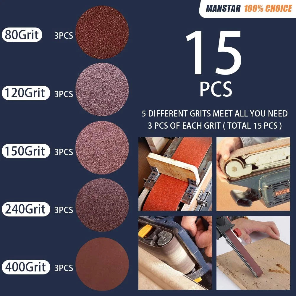 15 Pcs 1 x 30 Inch Assorted Aluminum Oxide Sanding 1x30(15pcs), Brown