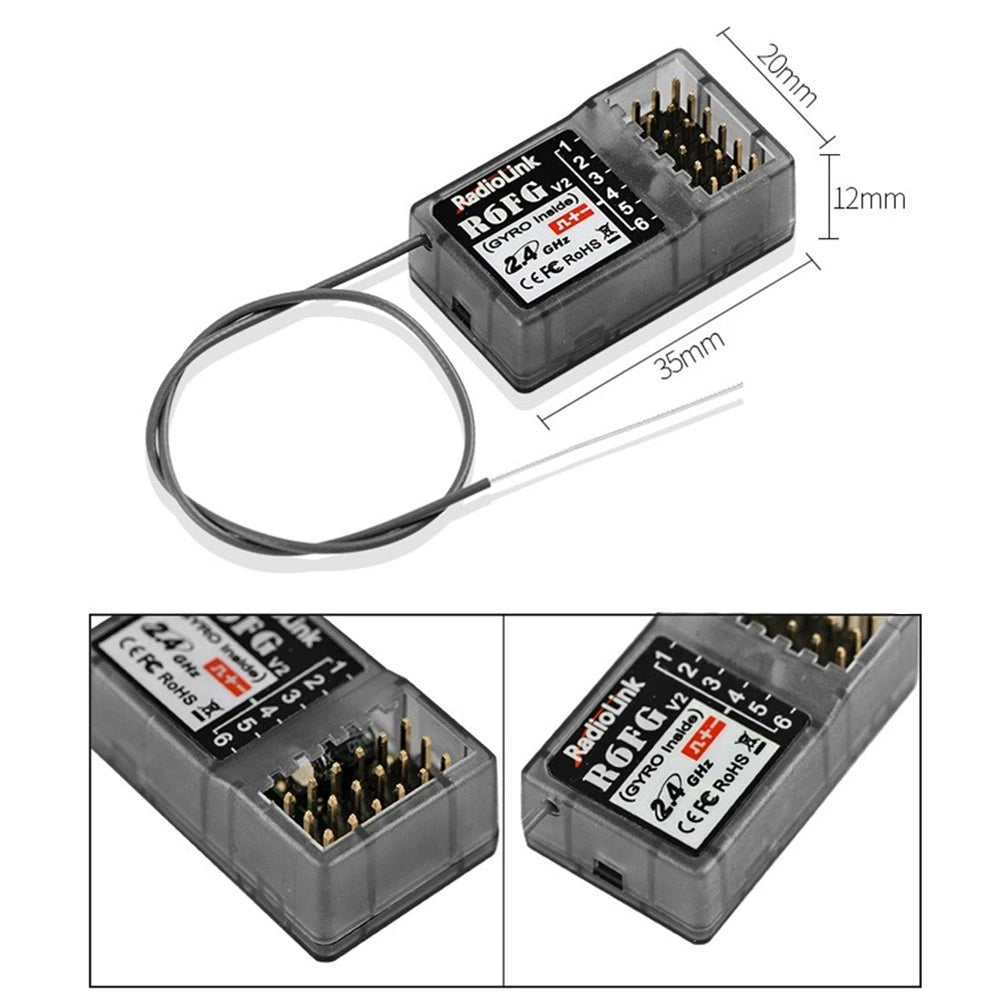 R6FG 2.4Ghz 6CH Gyro RC Receiver for RC6GS RC4GS RC4G T8FB Radiolink Transmitter