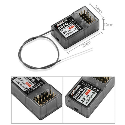 R6FG 2.4Ghz 6CH Gyro RC Receiver for RC6GS RC4GS RC4G T8FB Radiolink Transmitter
