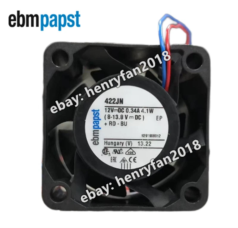 Ebmpapst 422JN Axial Fan DC 12V 4.1W 0.34A 40*40*28MM 2wire Cooling Fan
