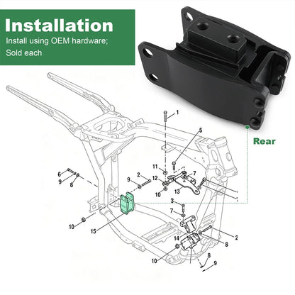 Black Rear Isolator Motor Mount -47564-99 for 1991-2017 Harley-Davidson Dyna