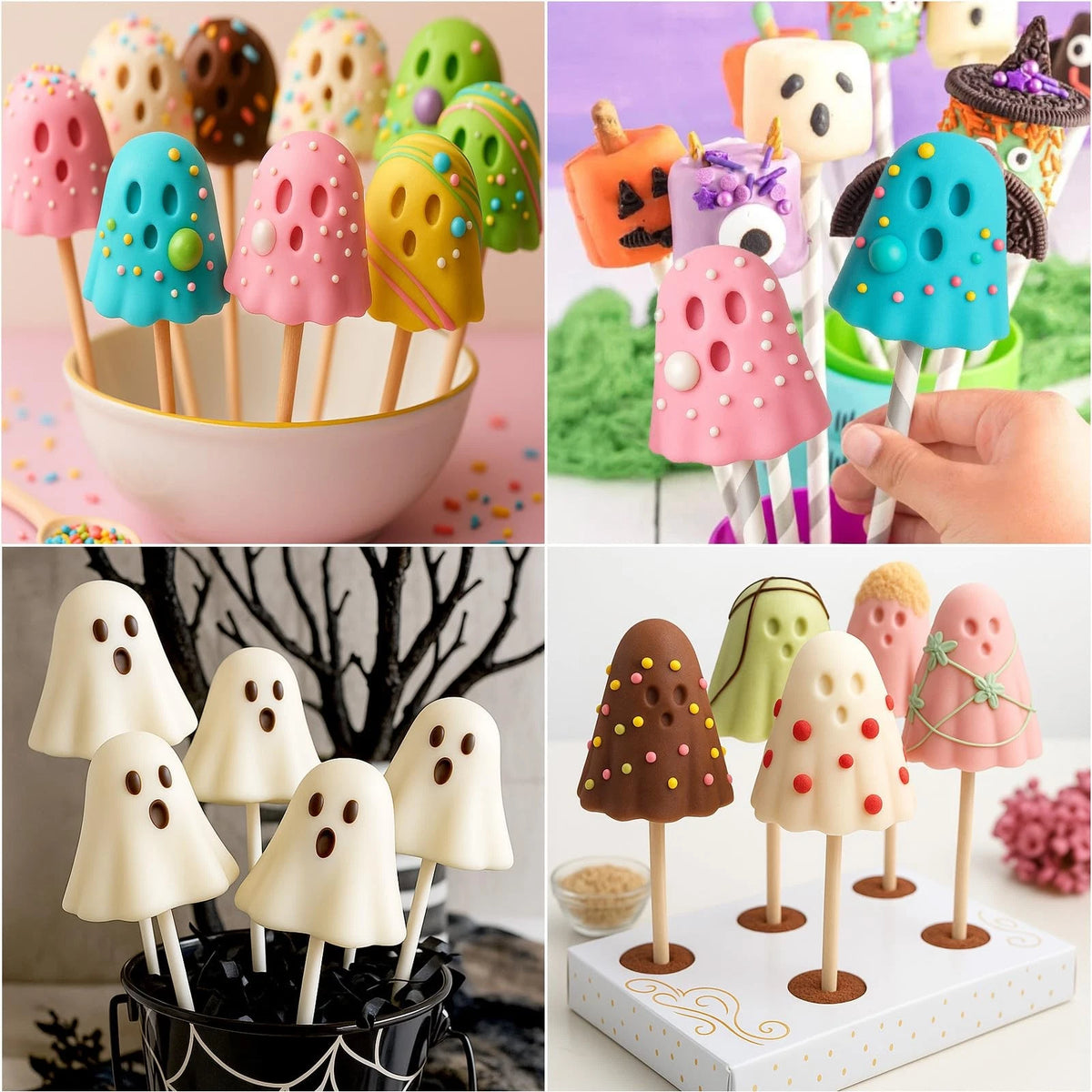 2PCS Halloween Ghost Cake Pop Mold, 12 Cavity flower,