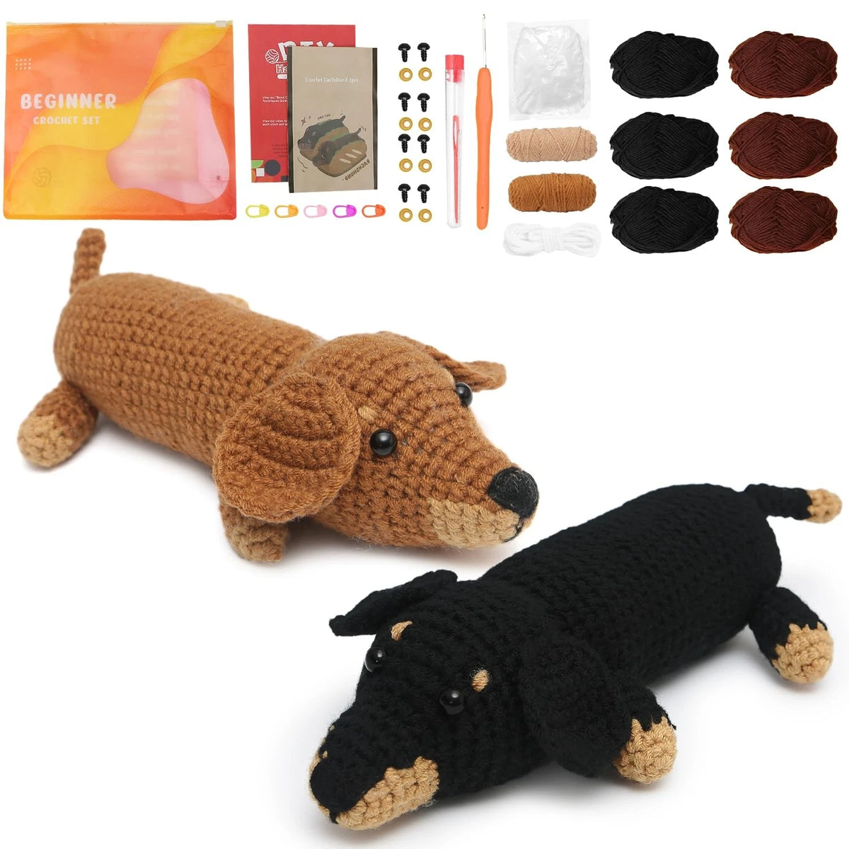 GONELYON Crochet Kit for Beginners - 2 PCS Dachshund