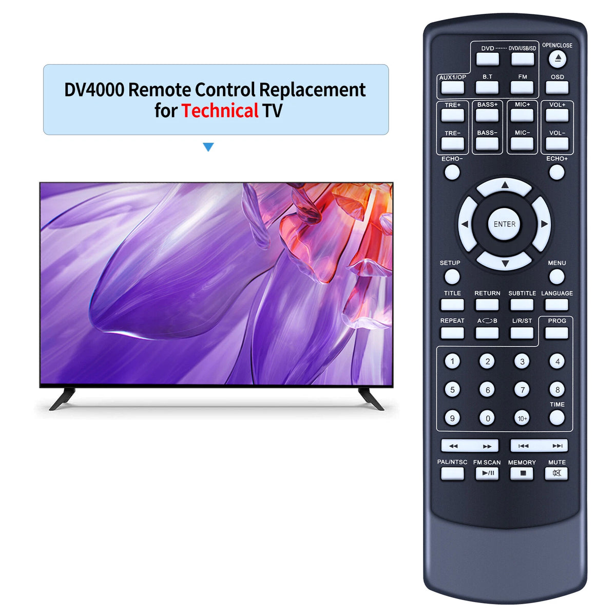 Replacement Remote Control For Technical Pro DV4000 & DV10K