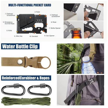 Survival Kit and Emergency Gear - 66 in 1 Outdoor Equipment with First black