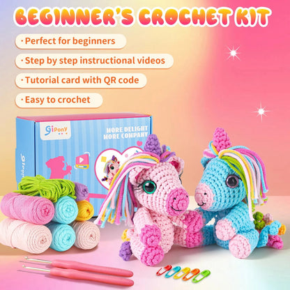 Gipony Crochet Kit for Beginners Animal,Crochet Animal Unicorn