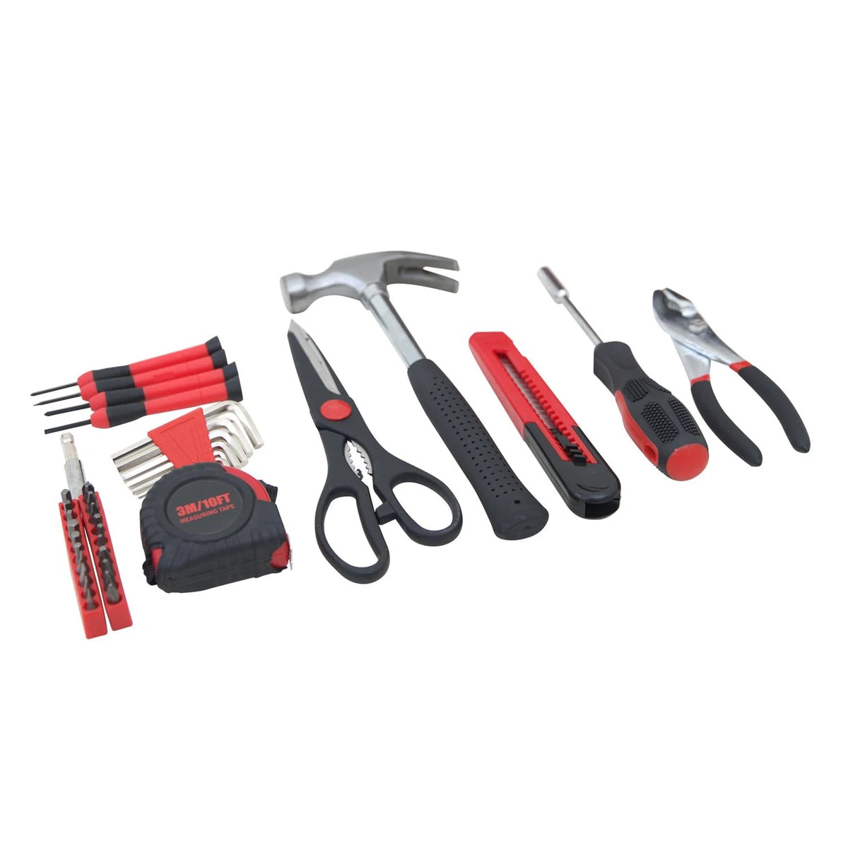 Hantinstom 39-Piece Household Tools Kit Essential Home Repair Set 39p-red