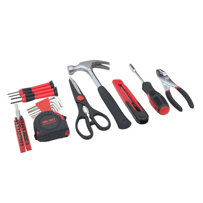 Hantinstom 39-Piece Household Tools Kit Essential Home Repair Set 39p-red