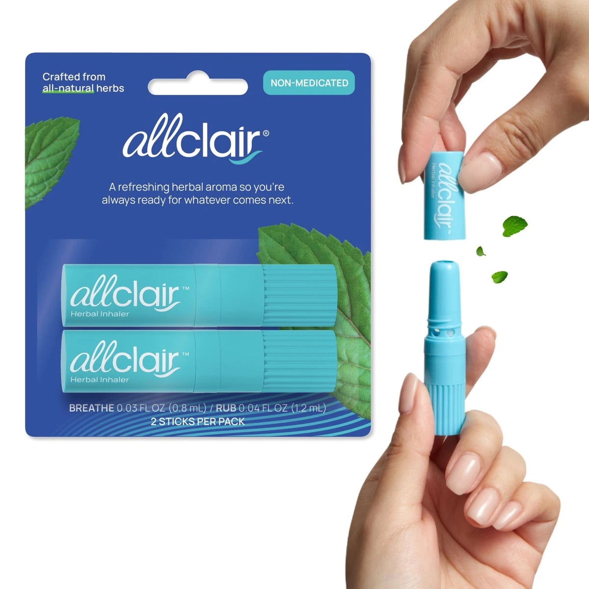 Allclair Nausea Relief Inhaler - Take Control of Motion 2 Inhalers, Blue