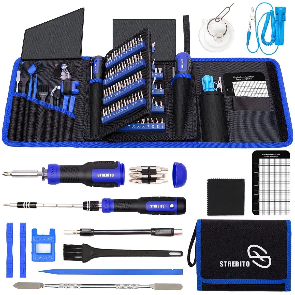 STREBITO Precision Screwdriver Set 191-Piece Multi-Bit 191-Piece, Blue