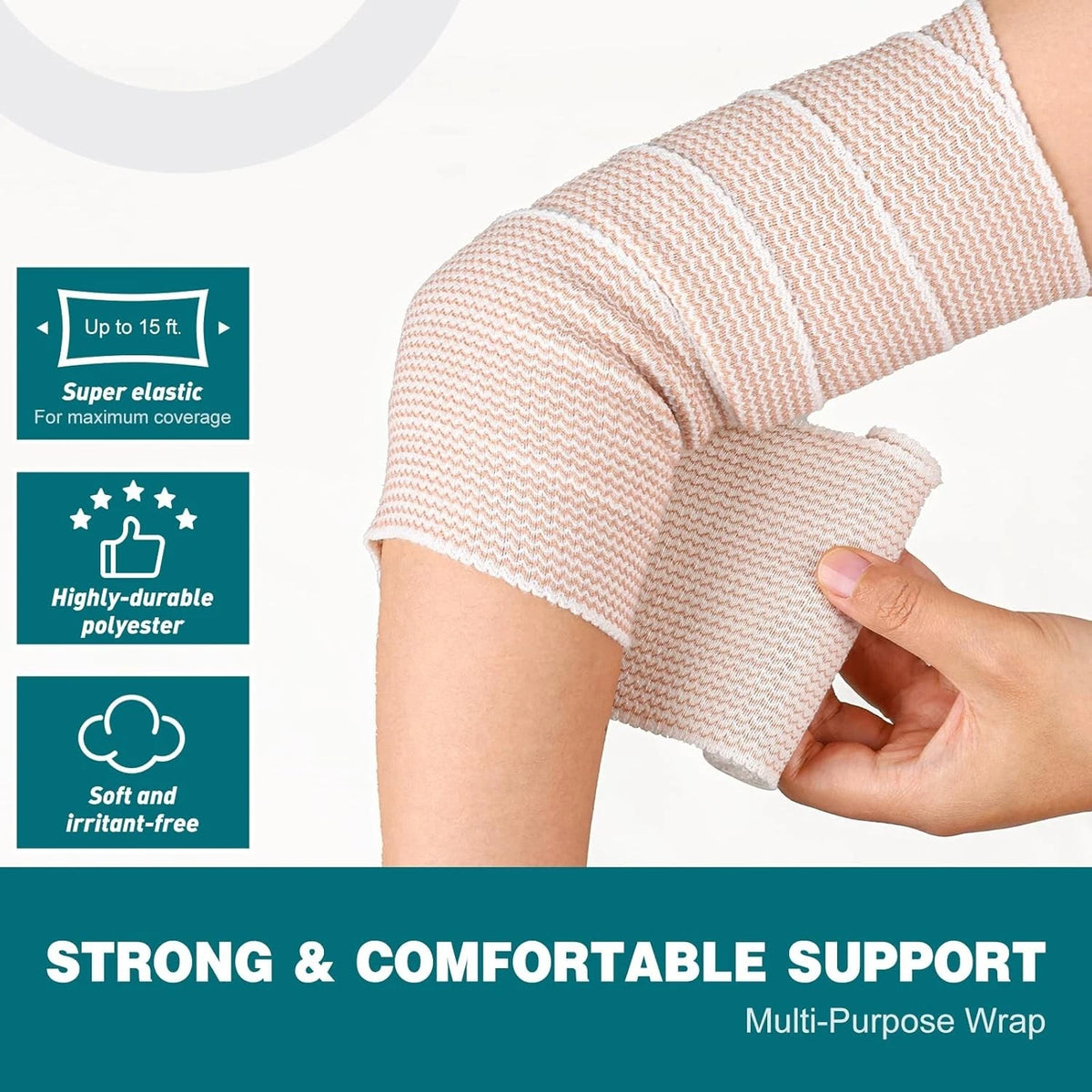 AZEN Premium 6 Pack Elastic Bandage Wrap 4 Inch, Compression 4 A-6p