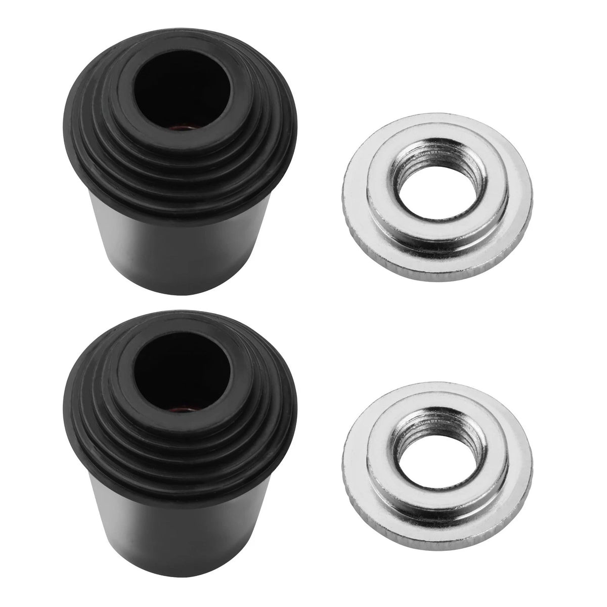 2 Packs Bass Drum Threaded Rubber Feet, Floor Tom Leg Tips Black