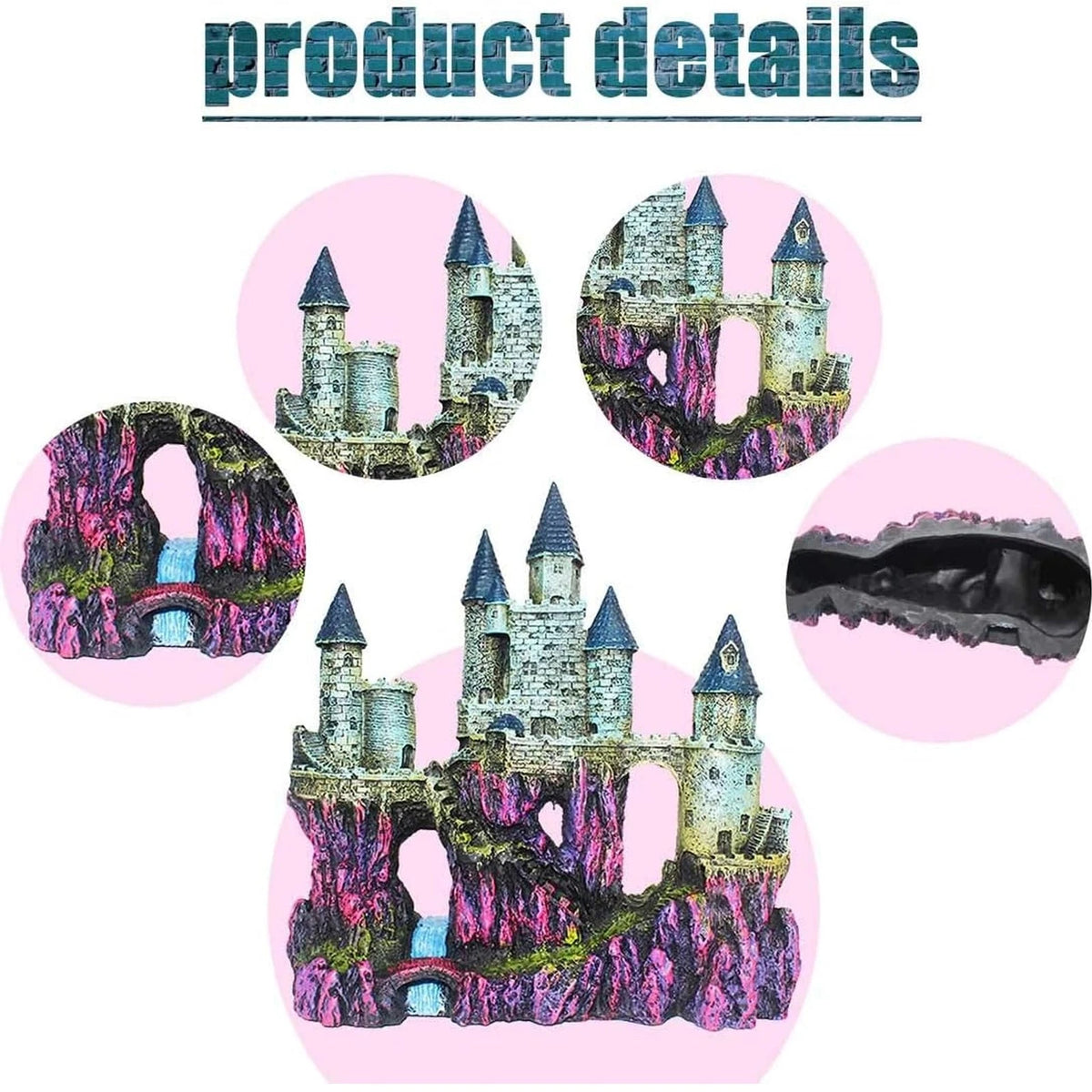 MUYG Aquarium Castle Decor, Resin for Fish 9.1 x 3.6 x 10 inch, 【blue】
