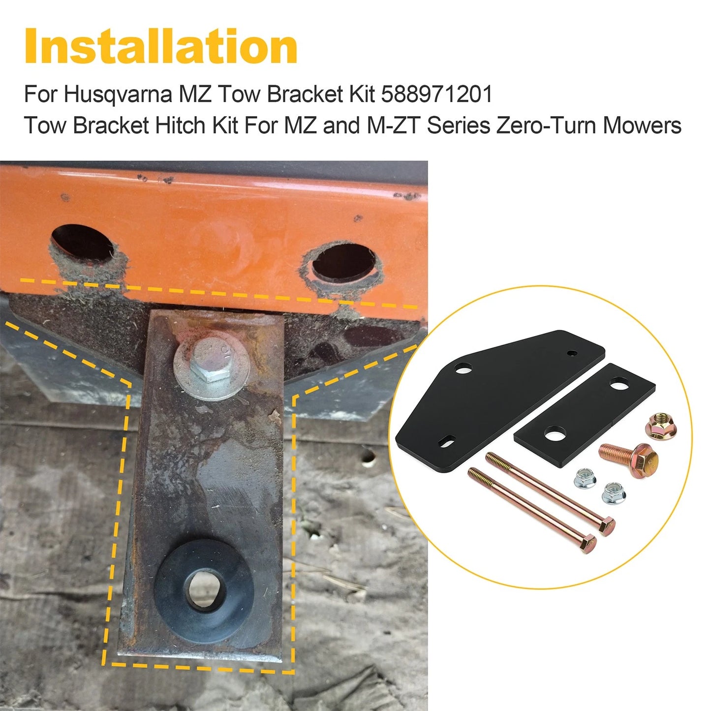 588971201 Rear Tow Hitch Kit for Husqvarna MZ M-ZT Zero Turn Lawn Mowers