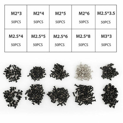 1Box Alloy Steel M2 M2.5 M3 10 Sizes Laptop Computer Notebook Repair Screws Kit