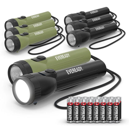 Eveready LED Flashlight (8-Pack) Bright Reliable 8 Pack, Forest Green/Black