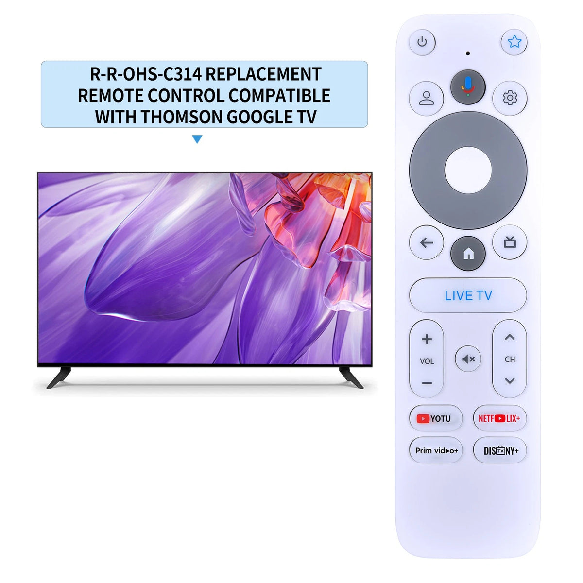 Voice Replacement Remote Control For THOMSON Google TV Go Cast 150
