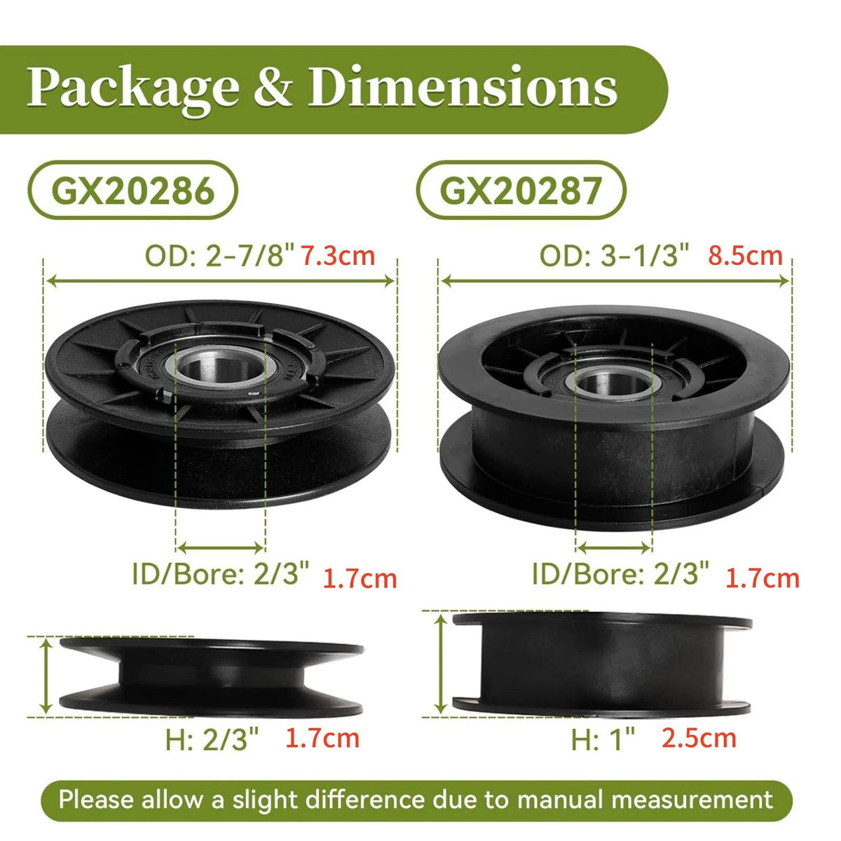 1Set V-Idler Pulley & Flat Idler Pulley For John Deere Lawn Mower Replace Parts