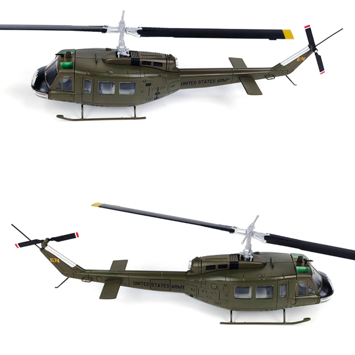 Authentic UH-1 Iroquois Helicopter Diecast Model 1:48 Scale Rotating Parts Gift