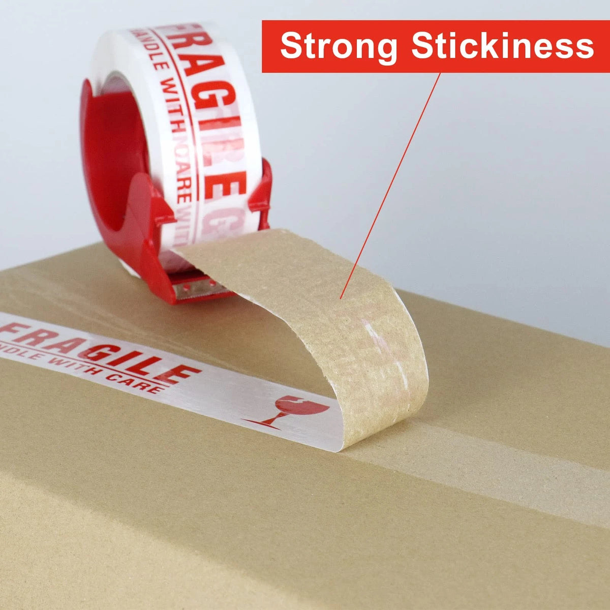 BOMEI PACK Fragile Tape 2 Inch x 330 Feet (110 Yards) 2 x 330 Feet, Red