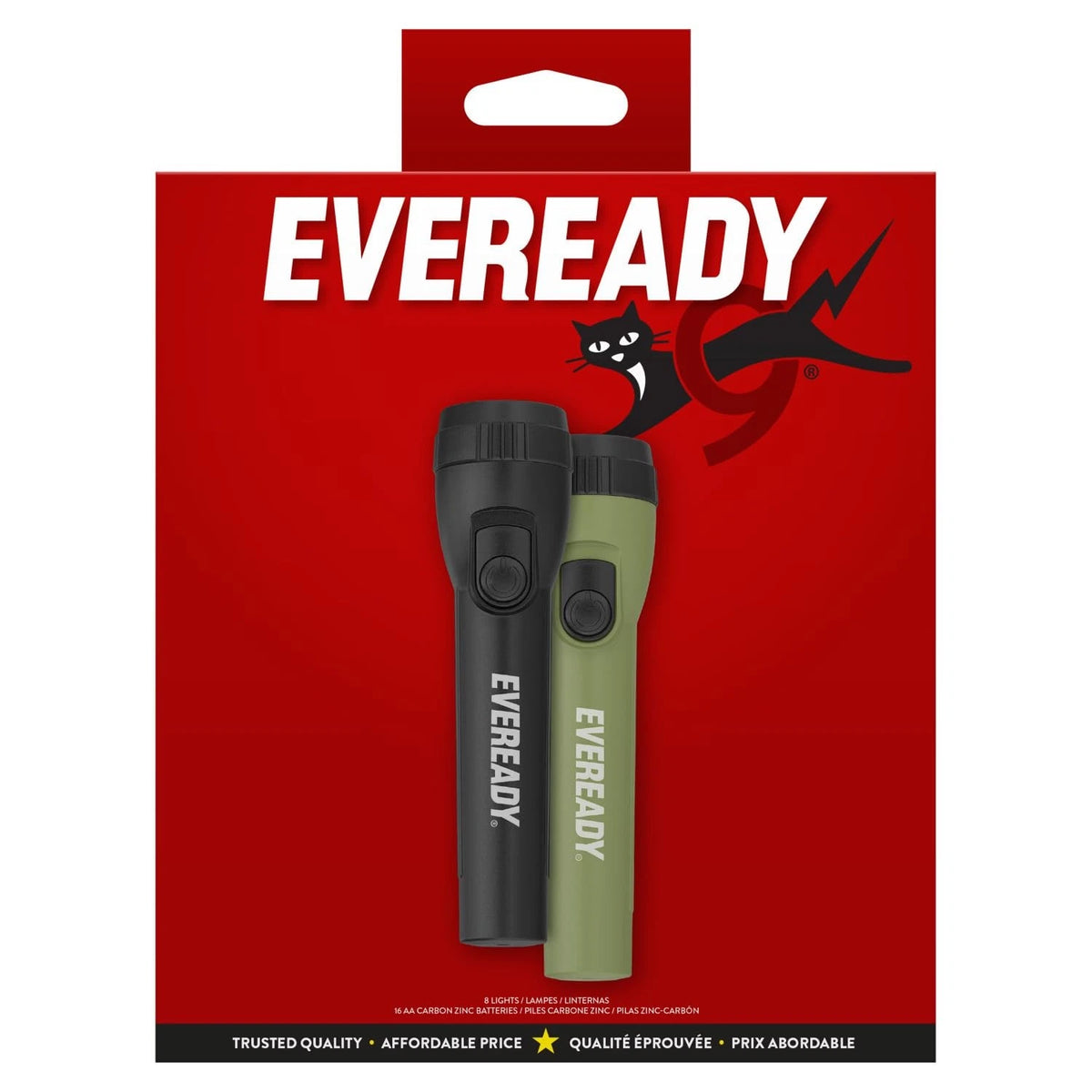 Eveready LED Flashlight (8-Pack) Bright Reliable 8 Pack, Forest Green/Black