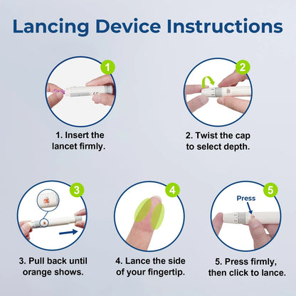 AUVON Lancing Device with Less Pain Design, Blood Sample Pen 101 Piece Set